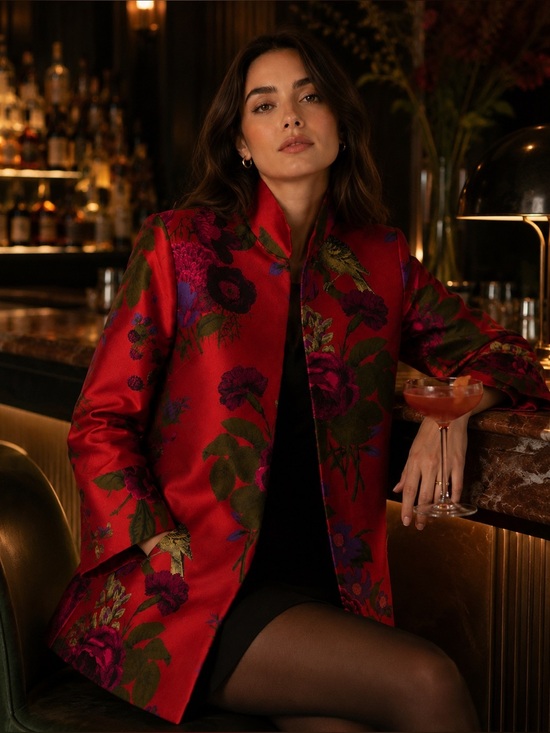 Grace Chuang Jackets & Blazers - Grace Chuang Floral Bird Print Chinoiserie Jacket Baroque Sz S NWOT Wearable Art